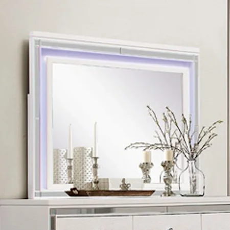 Glam LED Lit Mirror with Mirrored Inlay Frame